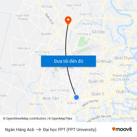 Ngân Hàng Acb to Đại học FPT (FPT University) map