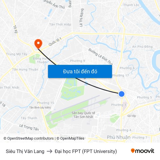 Siêu Thị Văn Lang to Đại học FPT (FPT University) map