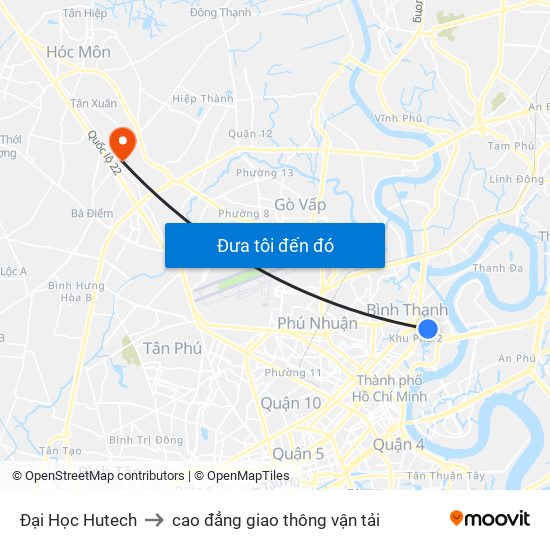 Đại Học Hutech to cao đẳng giao thông vận tải map