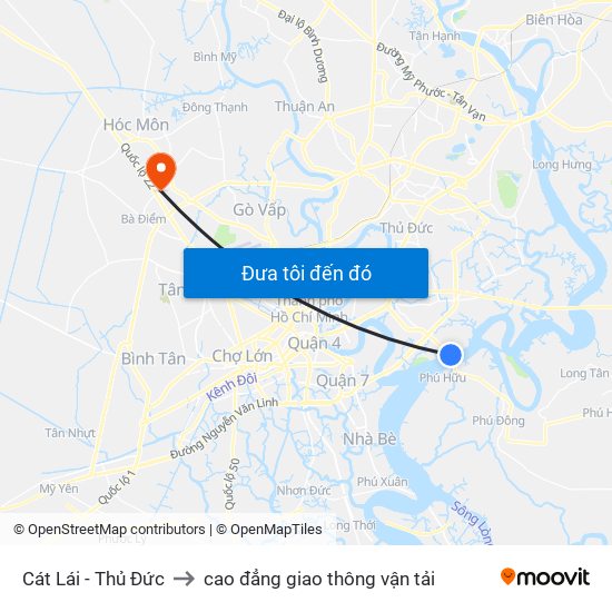 Cát Lái - Thủ Đức to cao đẳng giao thông vận tải map