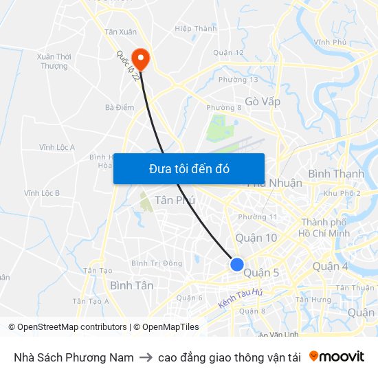 Nhà Sách Phương Nam to cao đẳng giao thông vận tải map