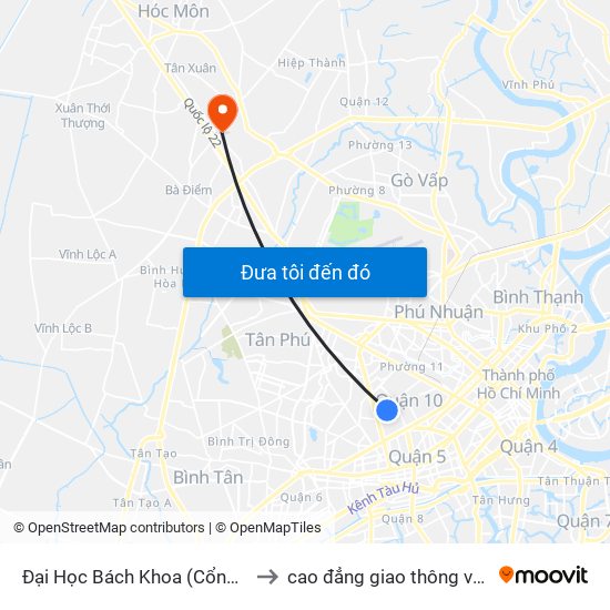 Đại Học Bách Khoa (Cổng Sau) to cao đẳng giao thông vận tải map