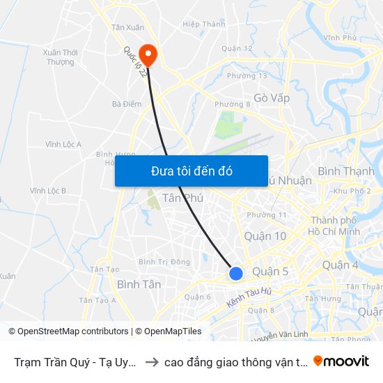 Trạm Trần Quý - Tạ Uyên to cao đẳng giao thông vận tải map