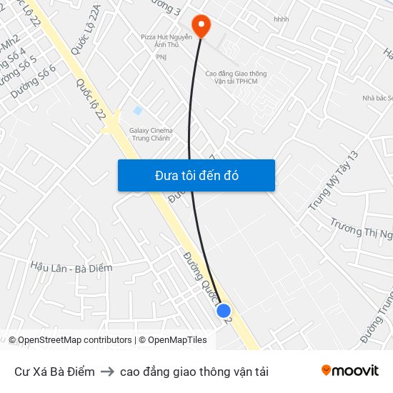 Cư Xá Bà Điểm to cao đẳng giao thông vận tải map