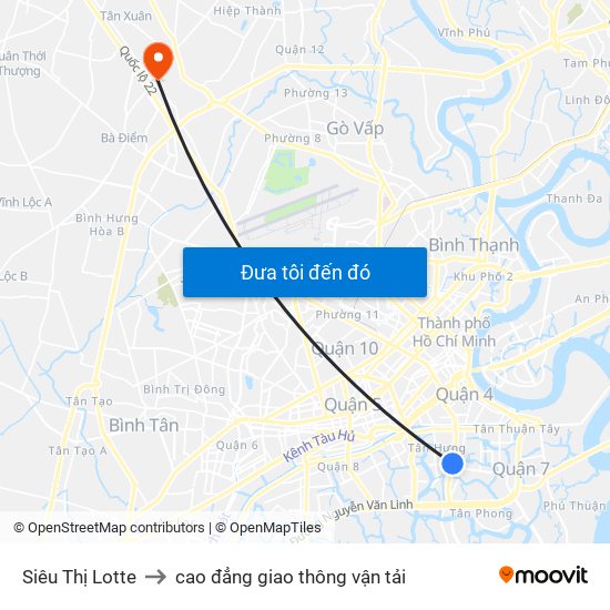 Siêu Thị Lotte to cao đẳng giao thông vận tải map