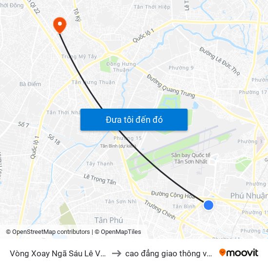 Vòng Xoay Ngã Sáu Lê Văn Sỹ to cao đẳng giao thông vận tải map