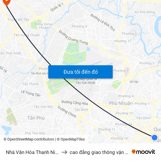 Nhà Văn Hóa Thanh Niên to cao đẳng giao thông vận tải map