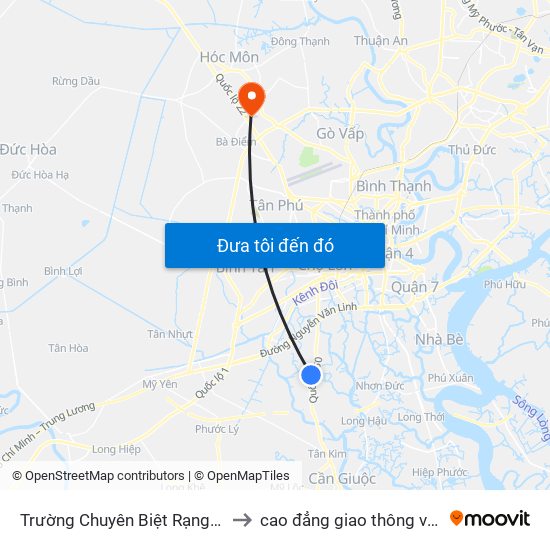 Trường Chuyên Biệt Rạng Đông to cao đẳng giao thông vận tải map