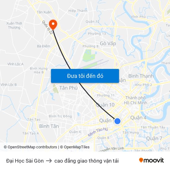 Đại Học Sài Gòn to cao đẳng giao thông vận tải map