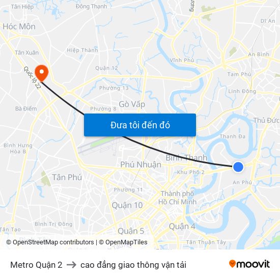 Metro Quận 2 to cao đẳng giao thông vận tải map