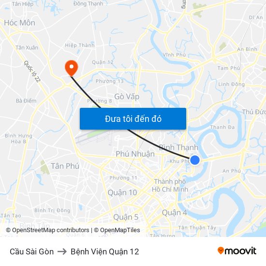 Cầu Sài Gòn to Bệnh Viện Quận 12 map