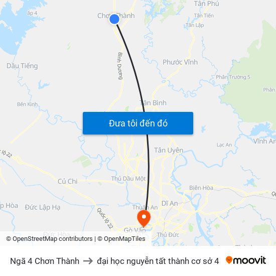 Ngã 4 Chơn Thành to đại học nguyễn tất thành cơ sở 4 map