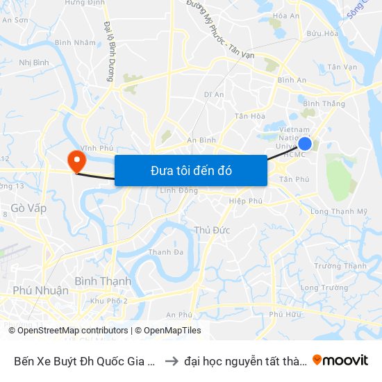 Bến Xe Buýt Đh Quốc Gia Tphcm (Mới) to đại học nguyễn tất thành cơ sở 4 map