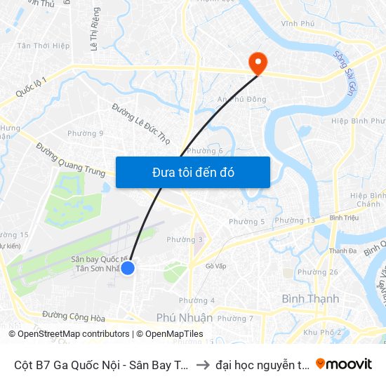 Cột B7 Ga Quốc Nội - Sân Bay Tân Sơn Nhất (Xe Thành Công) to đại học nguyễn tất thành cơ sở 4 map