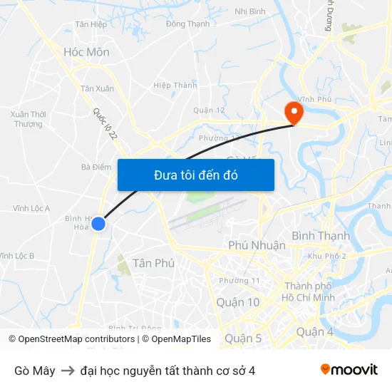 Gò Mây to đại học nguyễn tất thành cơ sở 4 map