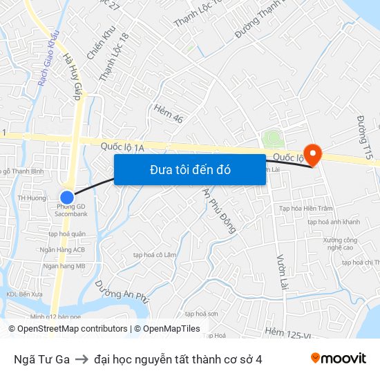 Ngã Tư Ga to đại học nguyễn tất thành cơ sở 4 map