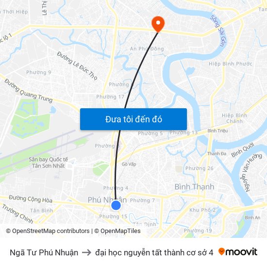 Ngã Tư Phú Nhuận to đại học nguyễn tất thành cơ sở 4 map