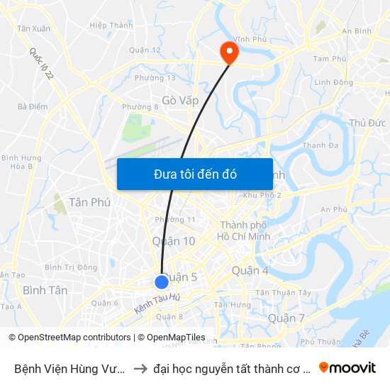 Bệnh Viện Hùng Vương to đại học nguyễn tất thành cơ sở 4 map