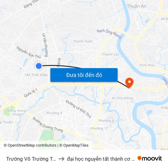 Trường Võ Trường Toản to đại học nguyễn tất thành cơ sở 4 map