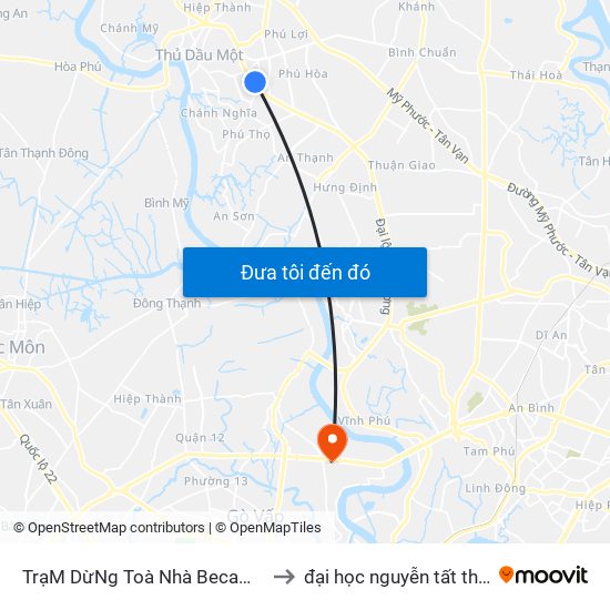 TrạM DừNg Toà Nhà Becamex (Trả Khách) to đại học nguyễn tất thành cơ sở 4 map