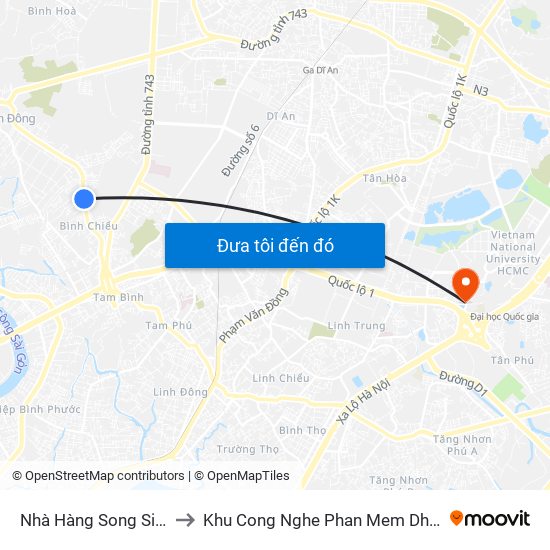 Nhà Hàng Song Sinh to Khu Cong Nghe Phan Mem Dhqg map