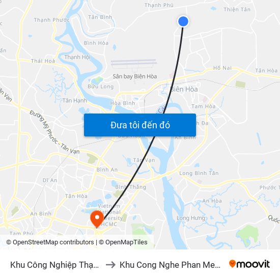 Khu Công Nghiệp Thạnh Phú to Khu Cong Nghe Phan Mem Dhqg map
