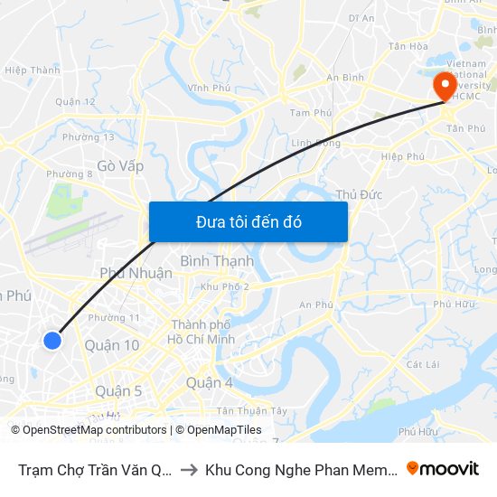 Trạm Chợ Trần Văn Quang to Khu Cong Nghe Phan Mem Dhqg map