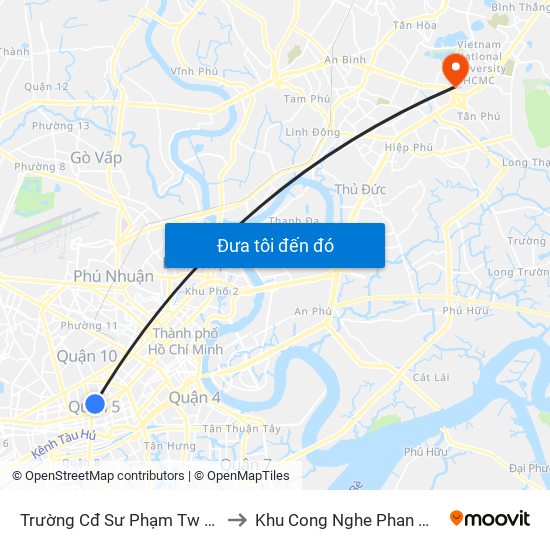 Trường Cđ Sư Phạm Tw Thành Phố to Khu Cong Nghe Phan Mem Dhqg map