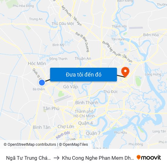 Ngã Tư Trung Chánh to Khu Cong Nghe Phan Mem Dhqg map