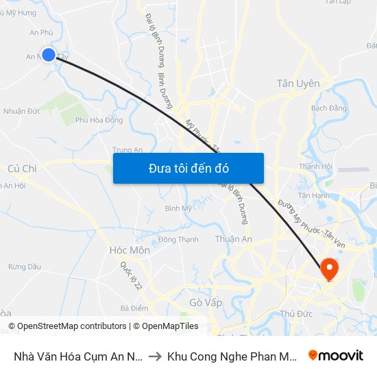 Nhà Văn Hóa Cụm An Nhơn Tây to Khu Cong Nghe Phan Mem Dhqg map