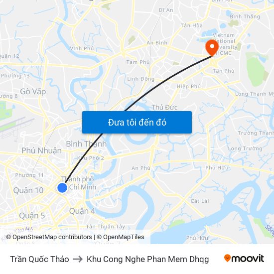 Trần Quốc Thảo to Khu Cong Nghe Phan Mem Dhqg map