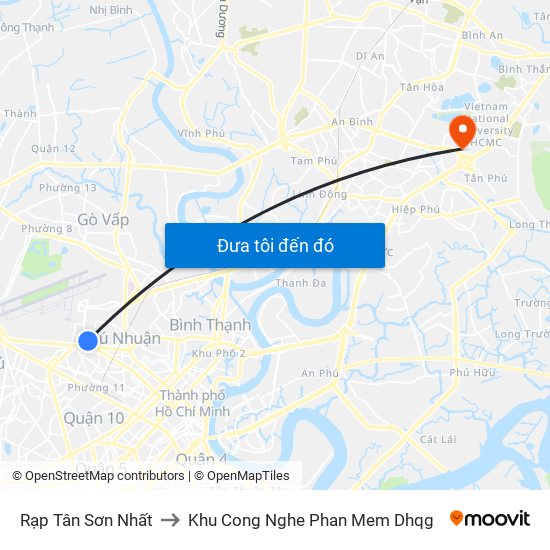 Rạp Tân Sơn Nhất to Khu Cong Nghe Phan Mem Dhqg map