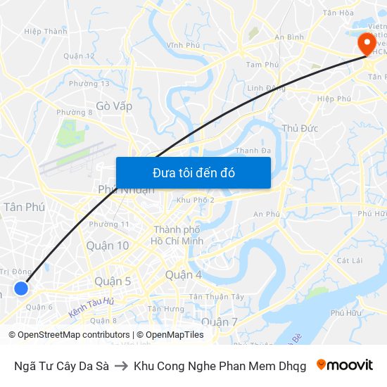 Ngã Tư Cây Da Sà to Khu Cong Nghe Phan Mem Dhqg map