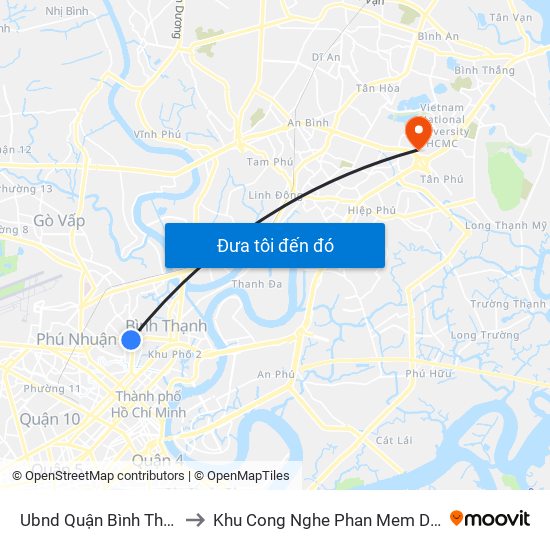 Ubnd Quận Bình Thạnh to Khu Cong Nghe Phan Mem Dhqg map