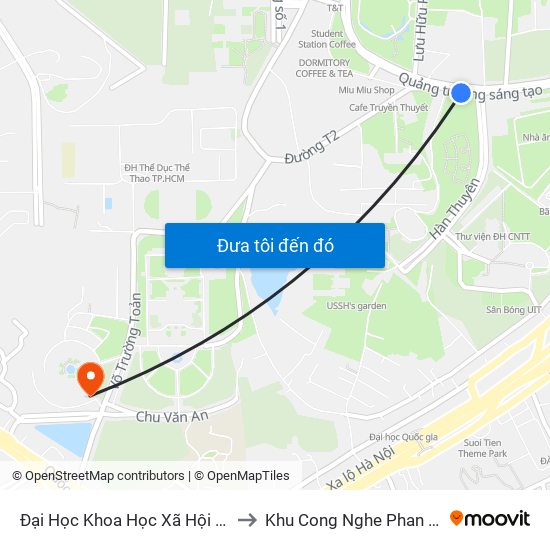 Đại Học Khoa Học Xã Hội Và Nhân Văn to Khu Cong Nghe Phan Mem Dhqg map