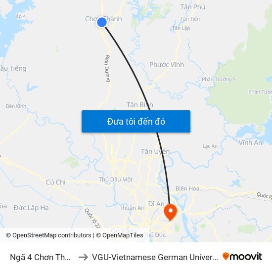 Ngã 4 Chơn Thành to VGU-Vietnamese German University map