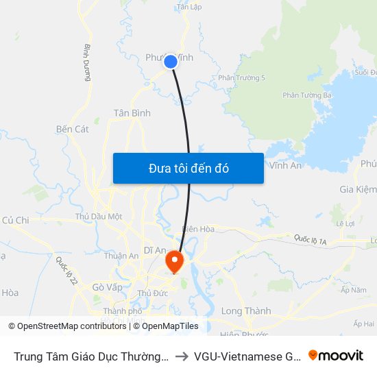 Trung Tâm Giáo Dục Thường Xuyên Huyện Phú Giáo to VGU-Vietnamese German University map