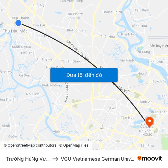 TrườNg HùNg Vương to VGU-Vietnamese German University map