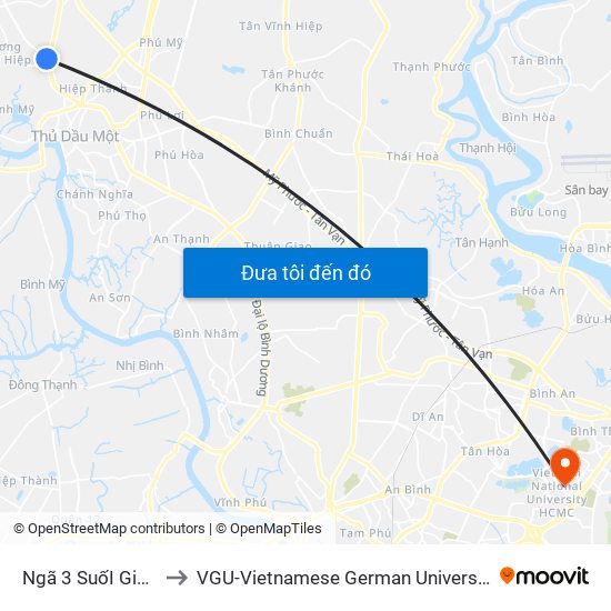 Ngã 3 SuốI GiữA to VGU-Vietnamese German University map