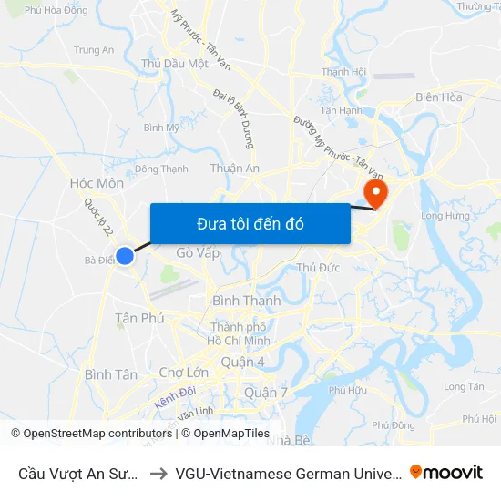 Cầu Vượt An Sương to VGU-Vietnamese German University map
