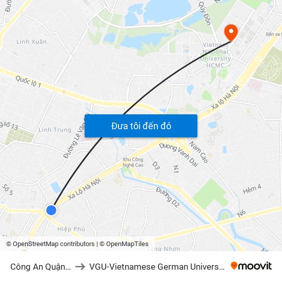 Công An Quận 9 to VGU-Vietnamese German University map