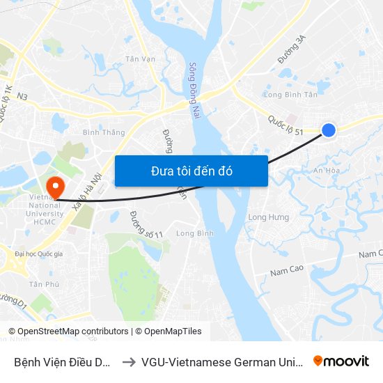 Bệnh Viện Điều Dưỡng to VGU-Vietnamese German University map