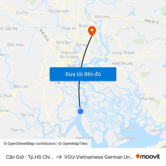 Cần Giờ - Tp.Hồ Chí Minh to VGU-Vietnamese German University map