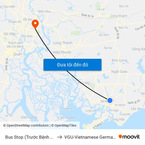 Bus Stop (Trước Bệnh Viện Bà Rịa) to VGU-Vietnamese German University map