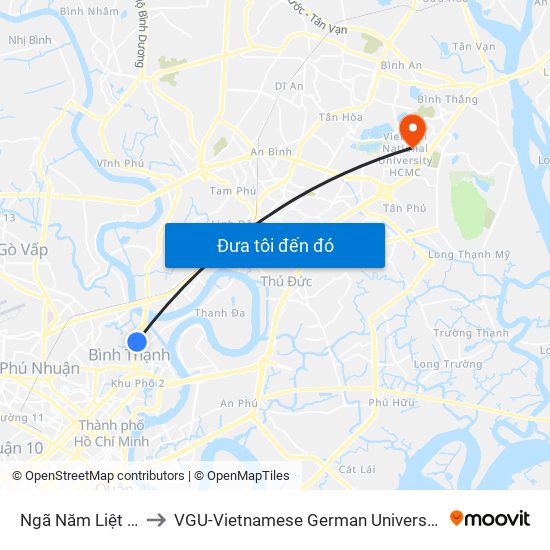 Ngã Năm Liệt Sĩ to VGU-Vietnamese German University map