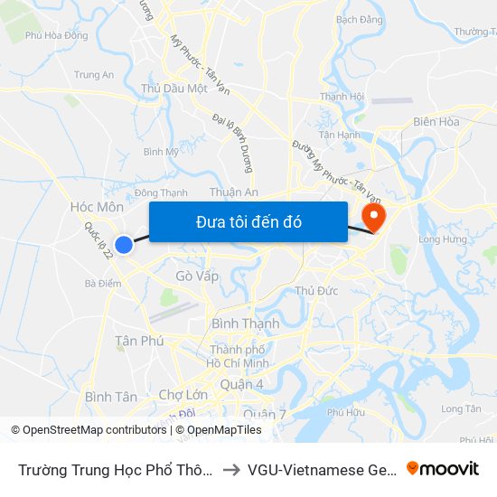 Trường Trung Học Phổ Thông Nguyễn Hữu Cầu to VGU-Vietnamese German University map