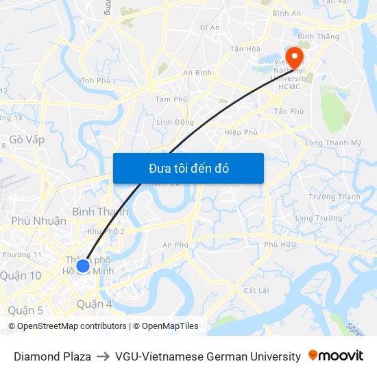 Diamond Plaza to VGU-Vietnamese German University map