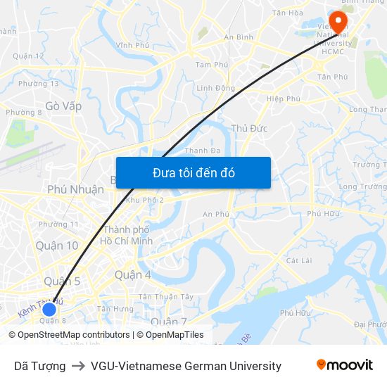 Dã Tượng to VGU-Vietnamese German University map