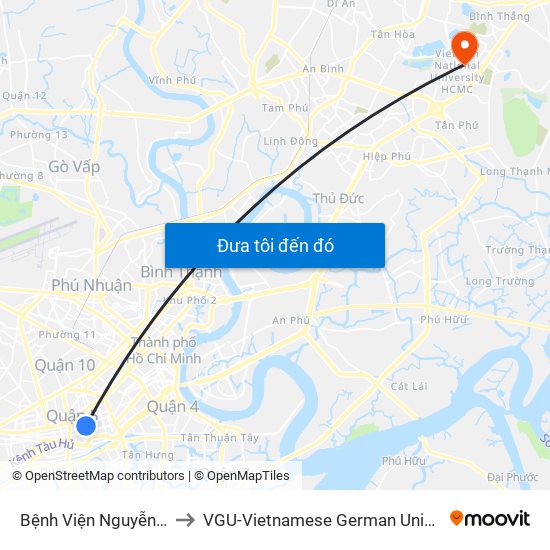 Bệnh Viện Nguyễn Trãi to VGU-Vietnamese German University map