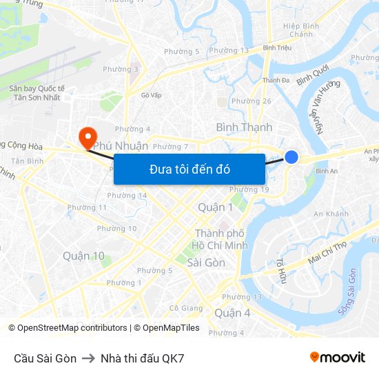 Cầu Sài Gòn to Nhà thi đấu QK7 map